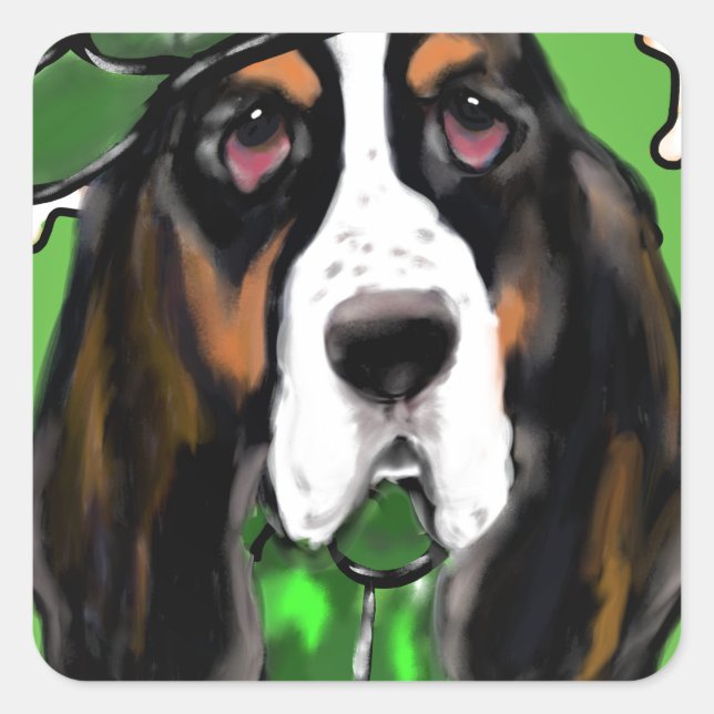 Basset Hound Square Sticker (Front)