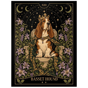 Basset Hound, Starlit Tarot Art Postcard