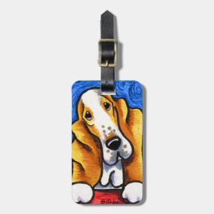 Basset Hound Starry Night Luggage Tag