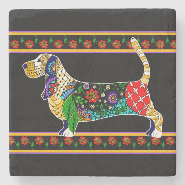Basset Hound Stone Coaster (Front)