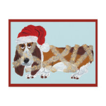 Basset Hound tangled in Tinsel