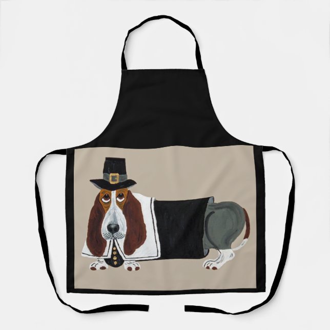 Basset Hound Thanksgiving Pilgrim Apron (Front)