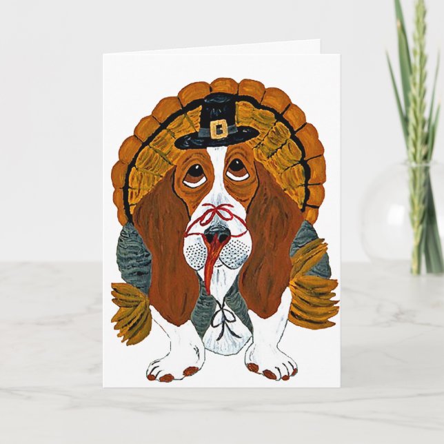 Basset Hound Thanksgiving Turkey Invitation (Front)