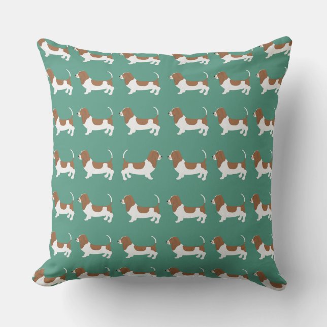Basset Hound Throw Pillow (Front)