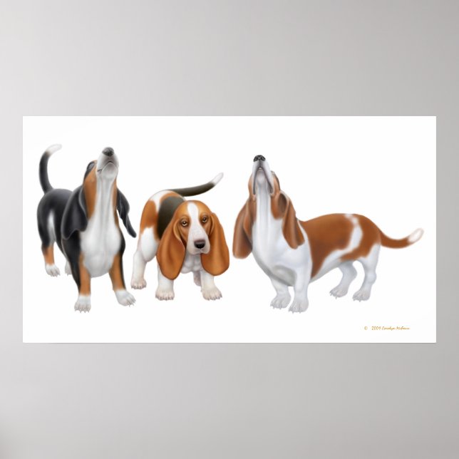 Basset Hound Trio Print (Front)