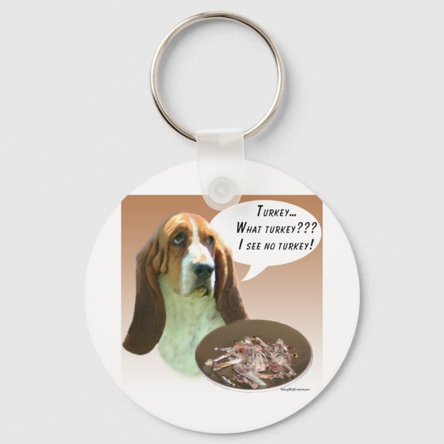 Basset Hound Turkey Key Ring (Front)