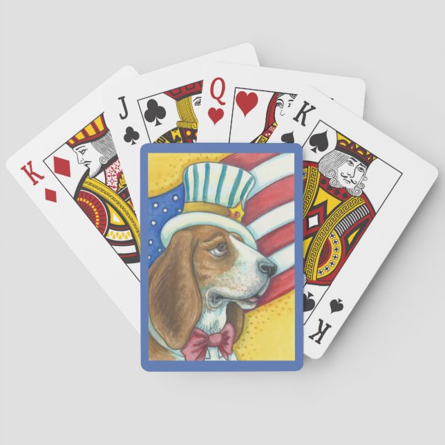 BASSET HOUND UNCLE SAM, DOG BICYCLE PLAYING CARDS (Back)