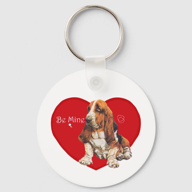 Basset Hound Valentine Key Ring (Front)