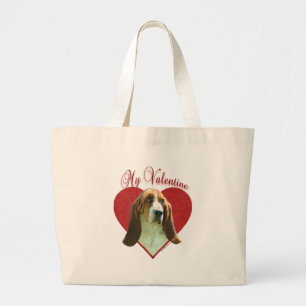 Basset Hound Valentine Large Tote Bag