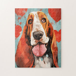 Basset Hound Valentines day Jigsaw Puzzle