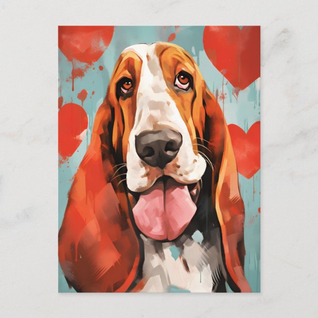 Basset Hound Valentines day Postcard (Front)