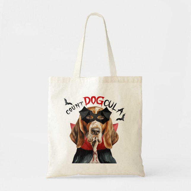 Basset Hound Vampire Dog Trick or Treat Halloween Tote Bag (Front)