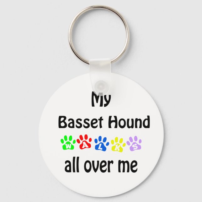Basset Hound Walks Design Key Ring (Front)