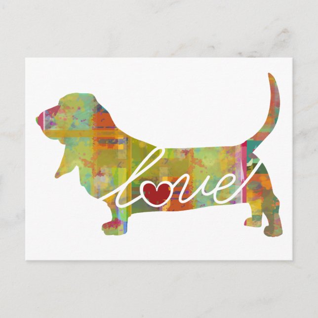 Basset Hound Watercolor Postcard (Front)