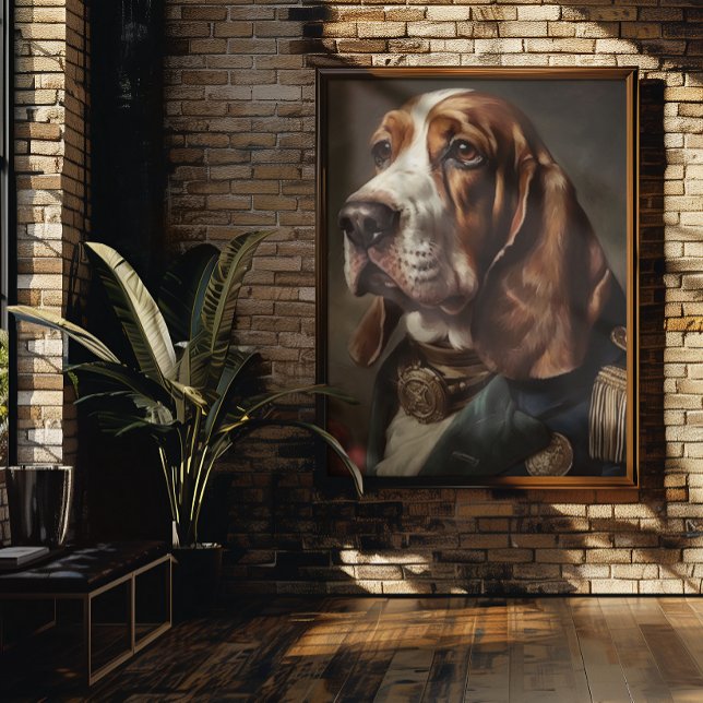 Basset Hound wearing napoleon costume Poster (Creator Uploaded)