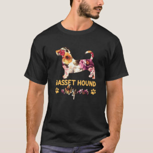 Basset Hound Whisperer Flower Dog T-Shirt