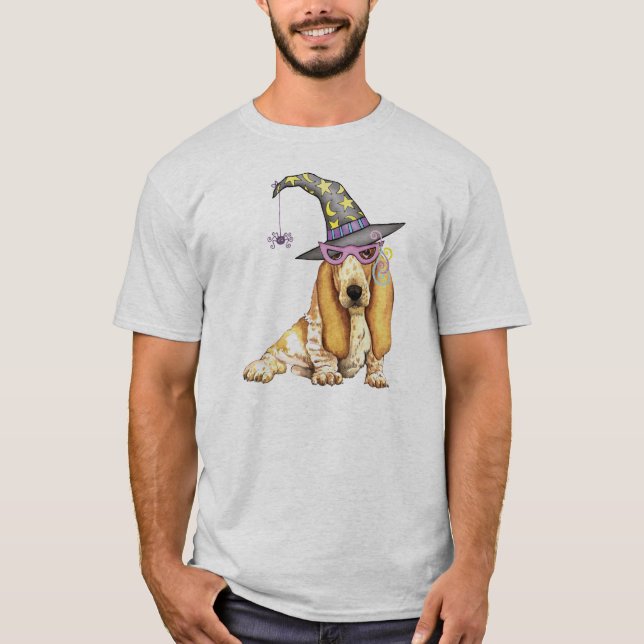 Basset Hound Witch T-Shirt (Front)