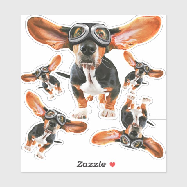 Basset Hound with Flying Ears and Pilots Goggles (Sheet)
