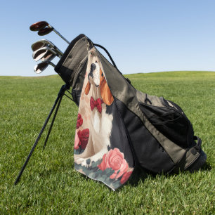Basset Hound with Roses - Valentine's Day  Golf Towel