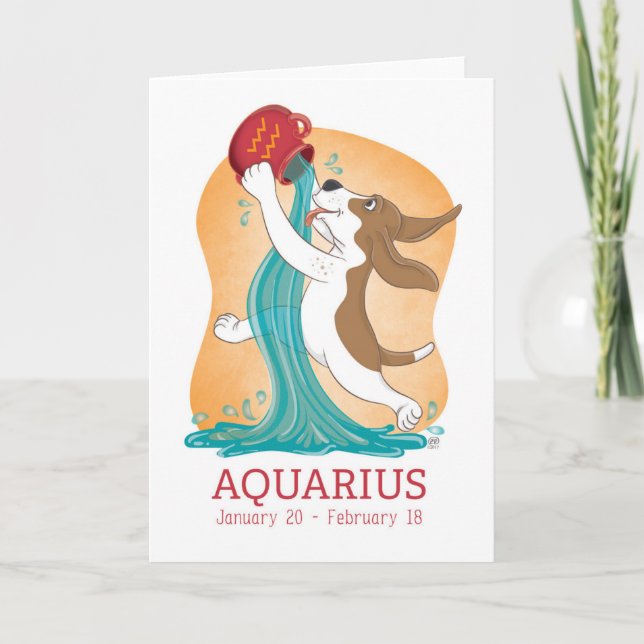 Basset Hound Zodiac Aquarius Card (Front)