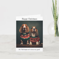 Basset Hounds Happy Christmas Card