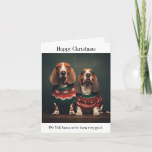 Basset Hounds Happy Christmas Card