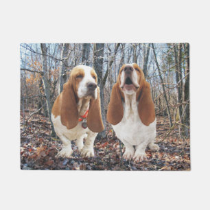 Basset Hounds in the Woods Door Mat