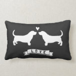 Basset Hounds Love - Dog Silhouettes w/ Heart Lumbar Cushion<br><div class="desc"></div>
