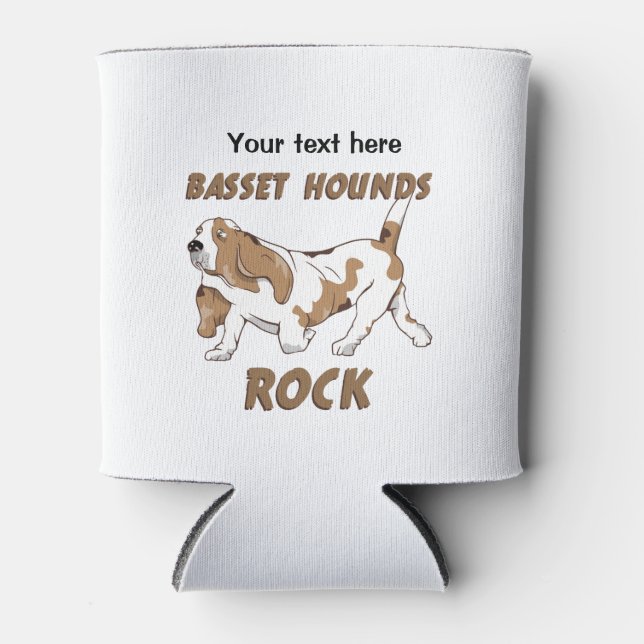 bassET HOUNDS ROCK ALL Can Cooler (Front)