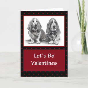 BASSET HOUNDS VALENTINES: Pencil Artwork Holiday Card