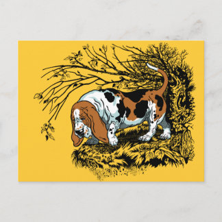 basset illustration postcard