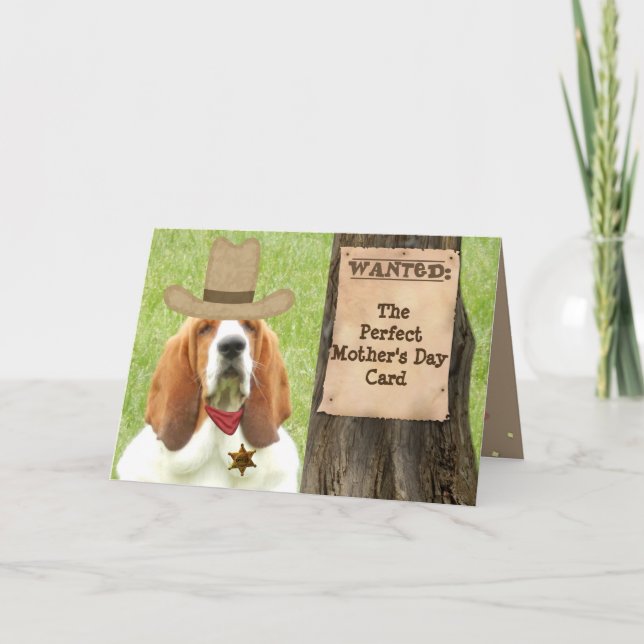 Basset "Mother's Day" Card with Cowboy Theme (Front)
