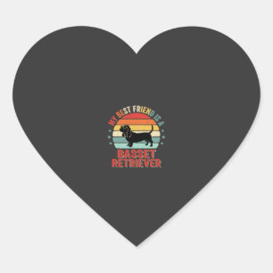 Basset Retriever Retro Sunset Dog Heart Sticker