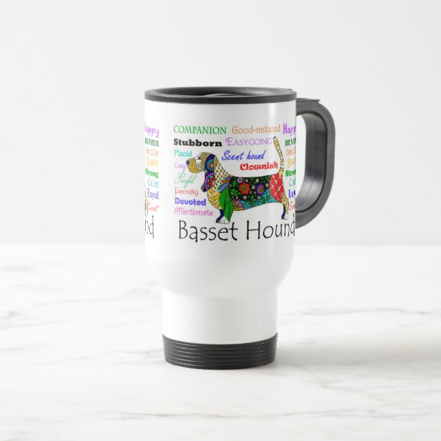 Basset Traits Travel Mug (Front Right)