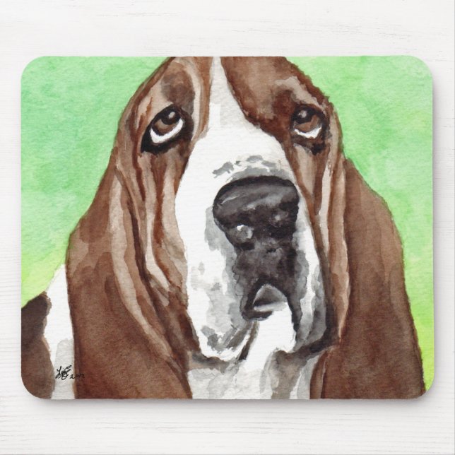 Basset Watercolor Mouse Pad (Front)