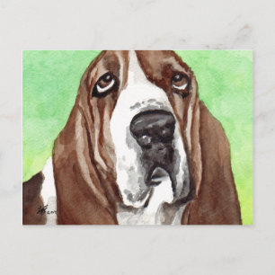 Basset Watercolor Postcard