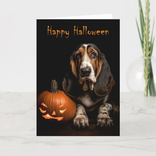 Bassett Hound Halloween Card