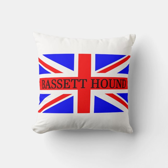 bassett hound name on flag cushion (Front)