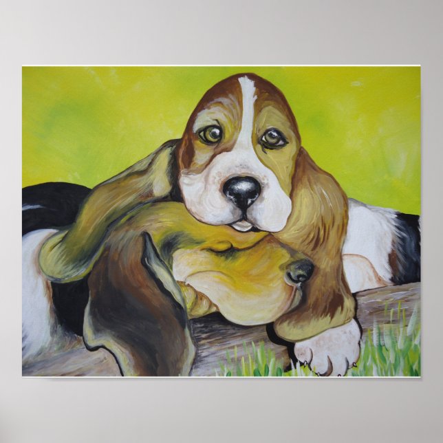 Bassett Hound Pups Poster (Front)
