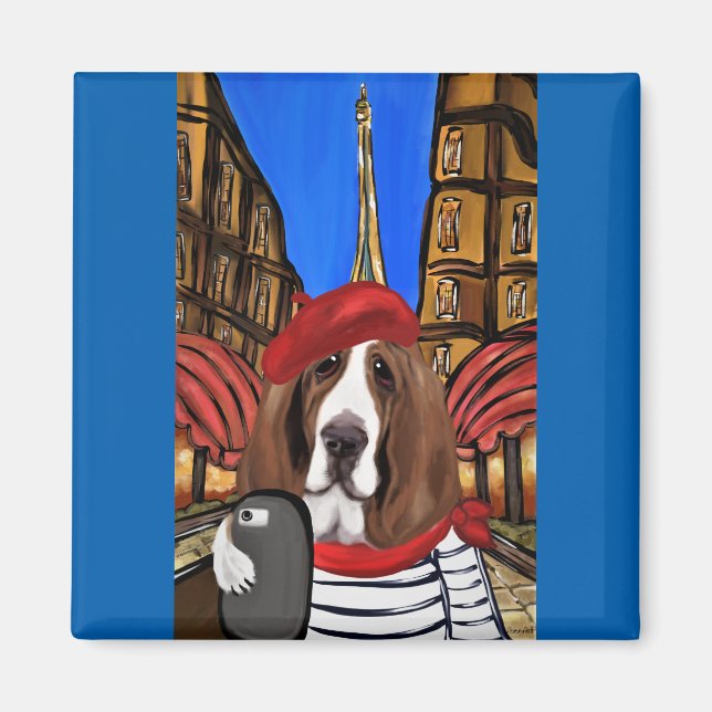 Bassett Hound Selfie Magnet (Front)