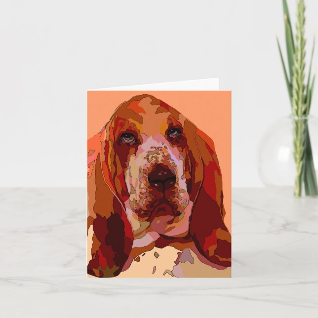 Bassett in Bright Colours Greeting Cards (Front)