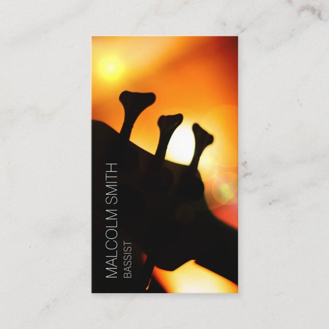 Bassist Bass Headstock Light Flare Musician Business Card (Front)