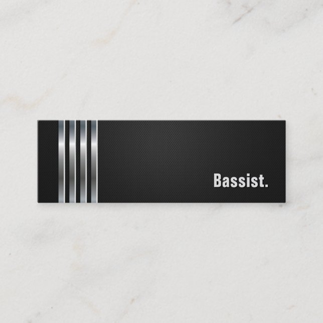 Bassist - Black Silver Stripes Mini Business Card (Front)
