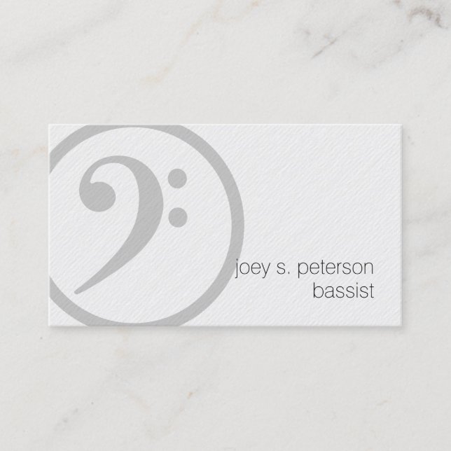 Bassist Bold Bass Clef Icon Music Business Card (Front)
