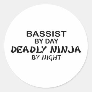 Bassist Deadly Ninja by Night Classic Round Sticker
