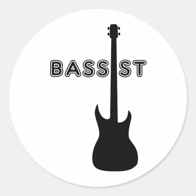 Bassist Silhouette Classic Round Sticker (Front)