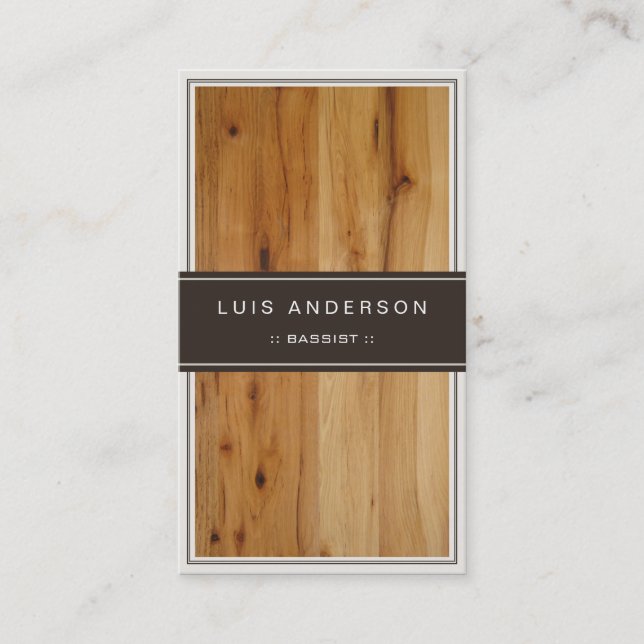 Bassist - Stylish Wood Texture Business Card (Front)