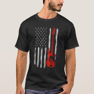 Bassist - USA American Flag Bass Guitar Player Mus T-Shirt