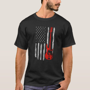 Bassist USA American Flag Bass Guitar Player Musi T-Shirt