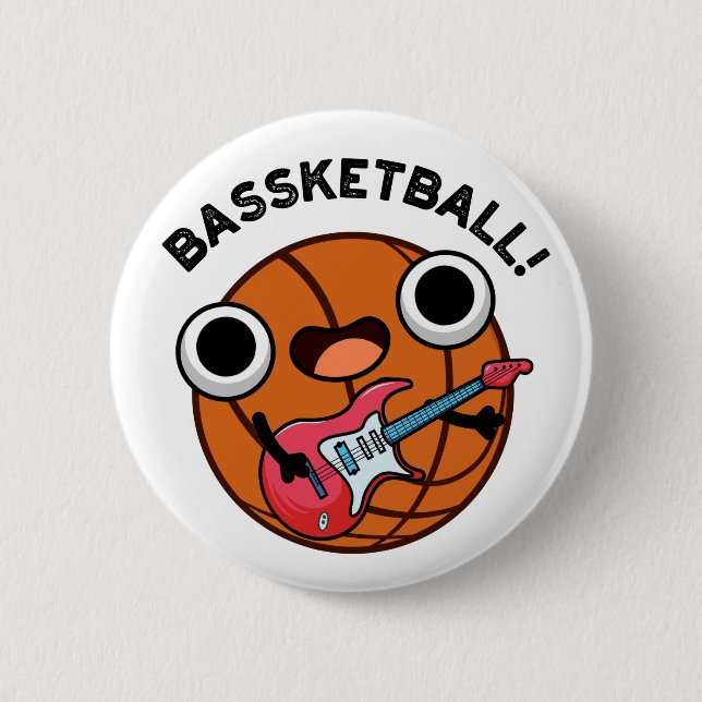 Bassketball Funny Basketball Music Pun  6 Cm Round Badge (Front)